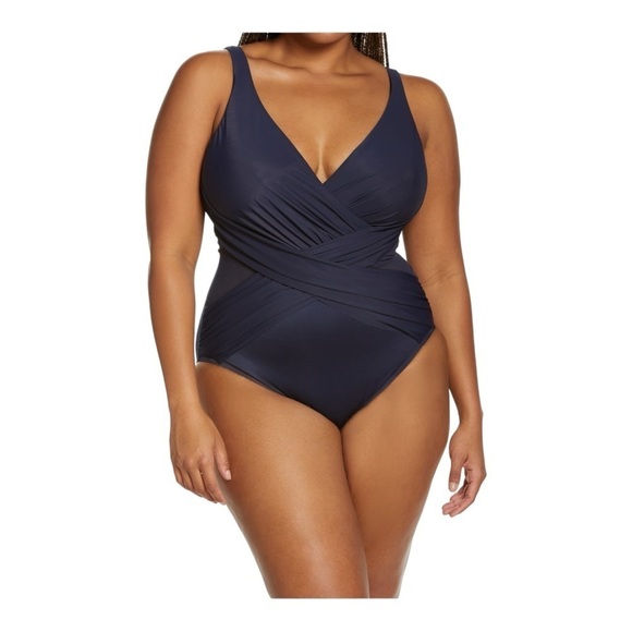 Miraclesuit® Illusionist Crossover One-Piece Swimsuit in Midnight NWOT - Picture 1 of 8